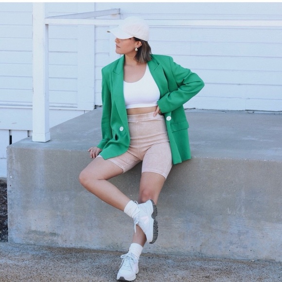 Zara Green Double Breasted Blogger Favored Long Blazer Size S - Picture 17 of 17